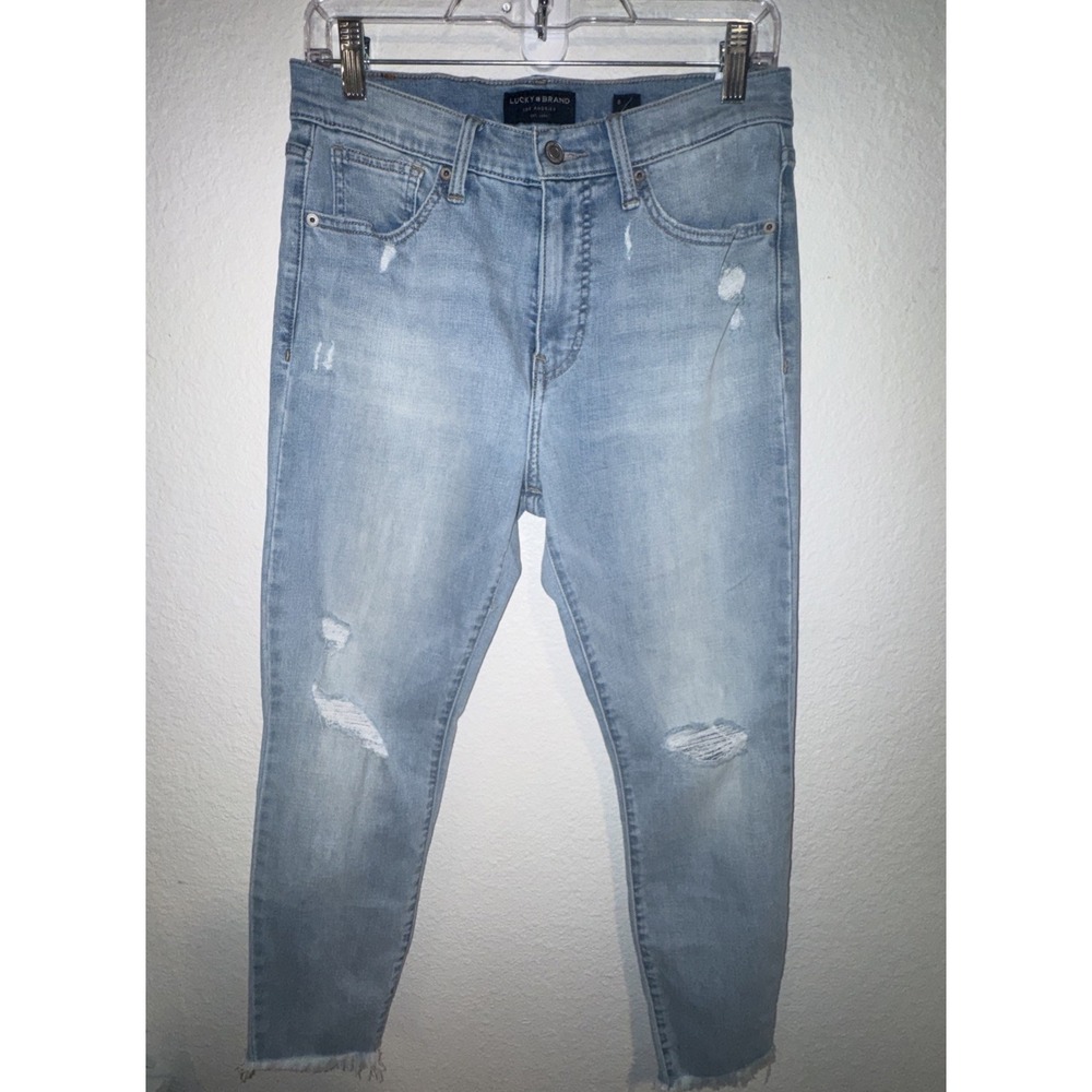 🍀 Lucky Brand Jeans‎ Women's Size 8/29 High Rise Crop Bridgette Distressed